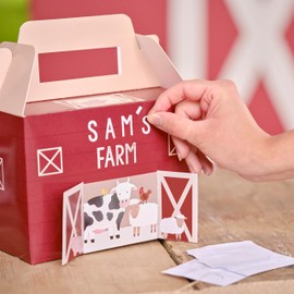 Ginger Ray Customisable Farm Themed Birthday Barn Party Box Including Sticker Sheets & Animal Characters