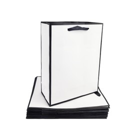 TKSBAG Gift Bags with Handles, 12 Pack 11.3 x 8.6 x 3.9 Gift Bags Medium size, White Black Thank You Bags for Wedding, Birthday, Bridal shower, bridesmaid, Groomsmen