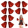 Lovecheer 24PCS Red Pom Poms Cheerleading Fluffy Metallic Cheer Pom