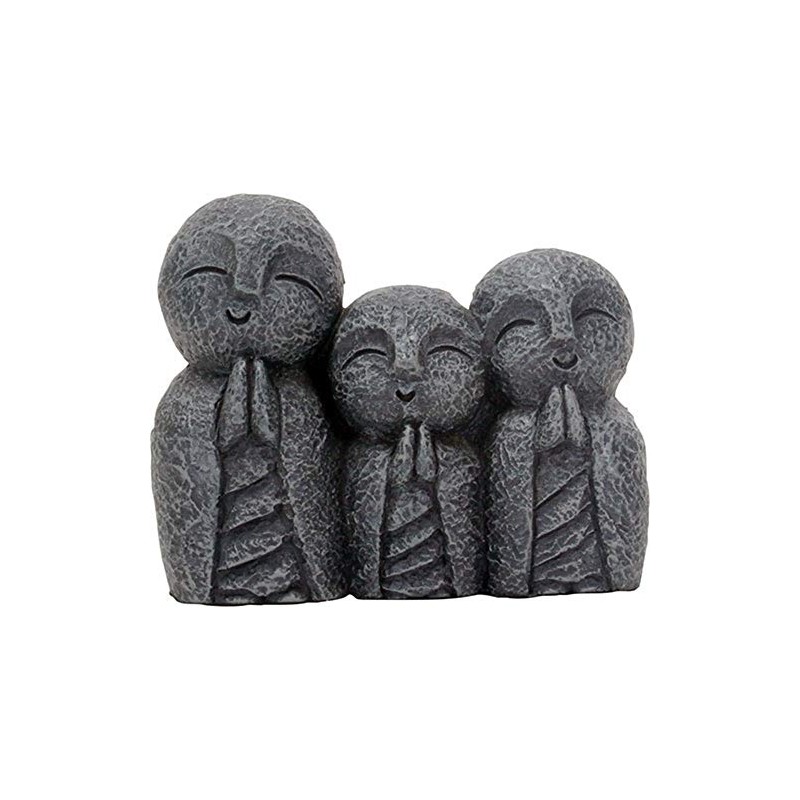 Eastern Enlightenment Jizo Monks Smiling and Praying Statue, 3 Inch