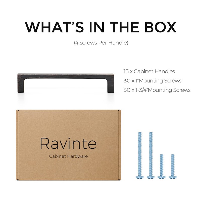 Ravinte 15 Pack Solid 5 Inch Kitchen Square Cabinet Handles