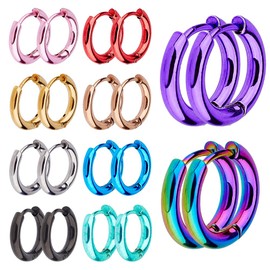 DICOSMETIC 20Pcs 10 Colors Small Hoop Earring 14x15.5mm Huggie Hoop Earrings Colorful Hoop Earrings 304 Stainless Steel Earrings Set Cute Statement Earrings Fashion Jewelry for Women, 304 Stainless