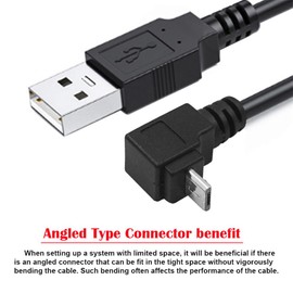 JSER Up Angled 90 Degree Micro USB 2.0 Type 5Pin to USB 2.0 Type-A Data Charge Cable 480Mbps Data for Phone Tablet Computer Camera (50cm)