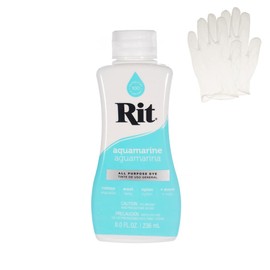 Rit Dye - Tinte líquido de tela para manualidades, ropa y decoración, botella de 8 onzas, aguamarina (guantes incluidos)