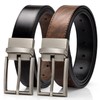 Alphyly Reversible Leather Boss Belts for Men,Brown Mens Belt Fits