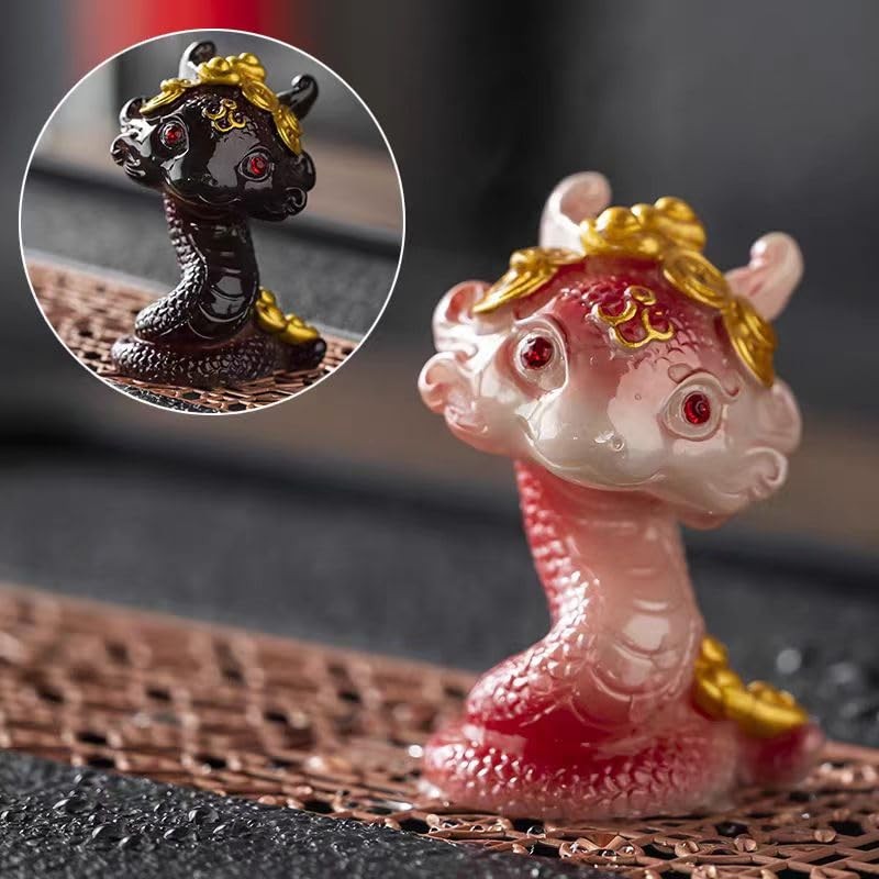 Handcrafted Color-Changing Resin Snake Tea Pet – A Symbol of