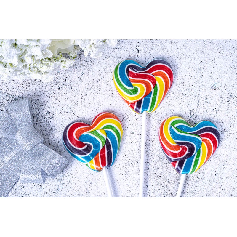 Rainbow Love Heart Lollipop - 35g - 1 Lollipop -
