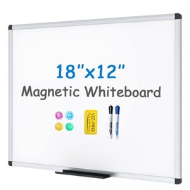 VIZ-PRO Magnetic Whiteboard/Dry Erase Board, 18 X 12 Inches, Includes 1 Eraser & 2 Markers & 4 Magnets