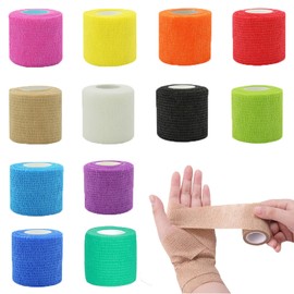 Vendaje Deportivo, Vendaje Elástico No Tejido, Vendaje Autoadhesivo, Suave, Transpirable, Impermeable, Adecuado para Estiramientos Deportivos, Esguinces de Muñeca y Tobillo - 12 Colores - 5 cm x 4.5 m