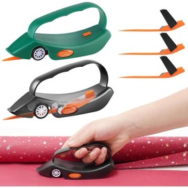 2-Pack Gift Wrap Cutter with 3 Replaceable Blades | New Wrapping Paper Cutter with Wheels | Birthday and Christmas Wrapping Paper Cutter Slider for Home, Office or Classroom (Black & Red) - Color: Black & Green