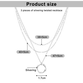 SJUIEO 3 Pieces Women Necklace Set Simple Stacking Chain Multilayer Chain Irregular Adjustable Collar Fashion Set Jewelry Gift for Girls, Metal, No Gemstone