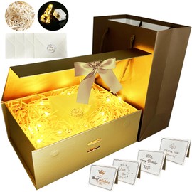 YeahBoom Gift Box with Lid, Ribbon, LED Light, Bag, Perfect for Valentine's Day, Bridal Shower, Christmas, Size: 22 x 16 x 8 cm