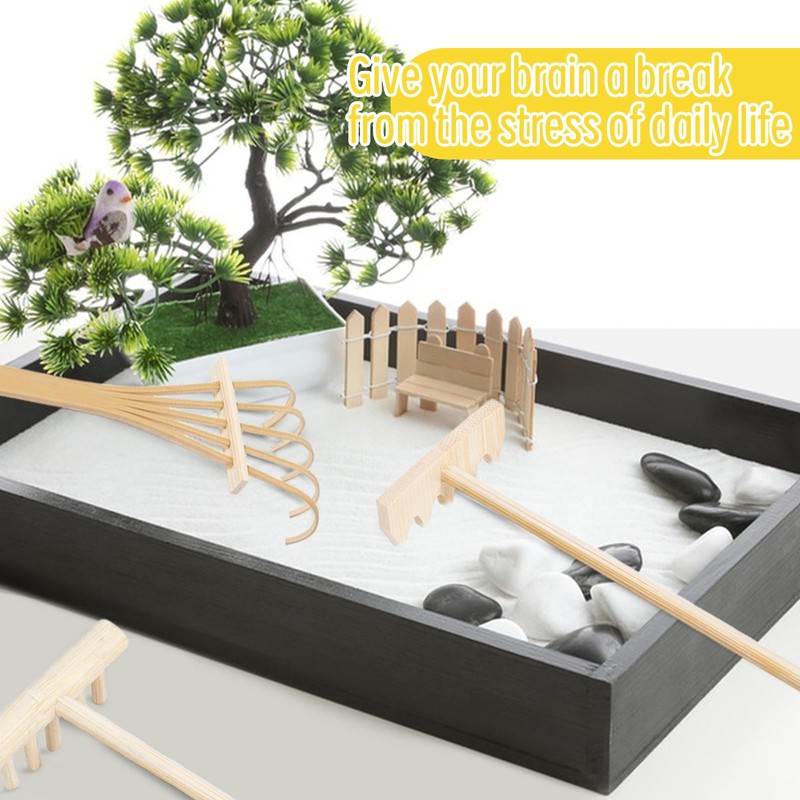 Set of 4 Zen Garden Accessories Mini Zen Garden Tool