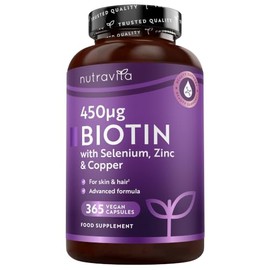 Nutravita Biotin with Zinc, Selenium & Copper - 365 Vegan Capsules