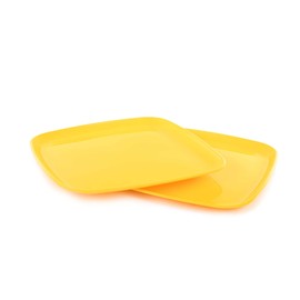 Mintra Home Reusable Plastic Plates (Yellow, Square Serving Plate 2pk (14in))