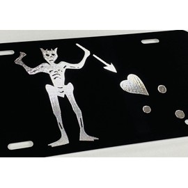 Blackbeard Pirate Flag License Plate Edward Teach Diamond Engraved Front Car Tag