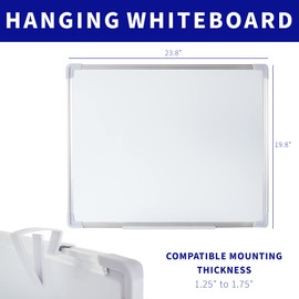 VIVO 24 x 20 inch Whiteboard with Ultra Thin Hook Mounting System for Closed Door and Cubicle Wall Hanging, Dry Erase Board for Dorm, Home, or Office, PP-WB01