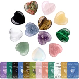 12 Heart Shaped Crystals + 12 Information Cards