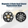 Magnetic 6-Blade Replacement Heads for Electric Shavers, Compatible with Most