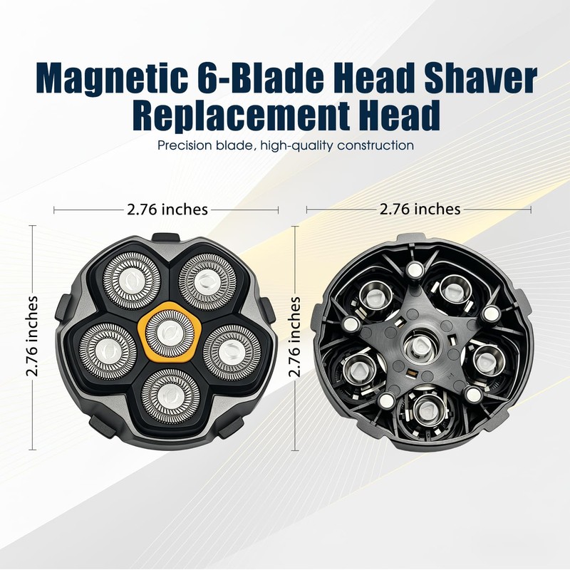 Magnetic 6-Blade Replacement Heads for Electric Shavers, Compatible with Most