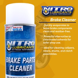 Nitro Lubricants Brake Cleaner – Fast-Drying, Non-Chlorinated Formula Removes Grease, Oil, Tar, and Brake Fluid – Residue-Free Performance – 12oz – Made in USA (10-Pack)