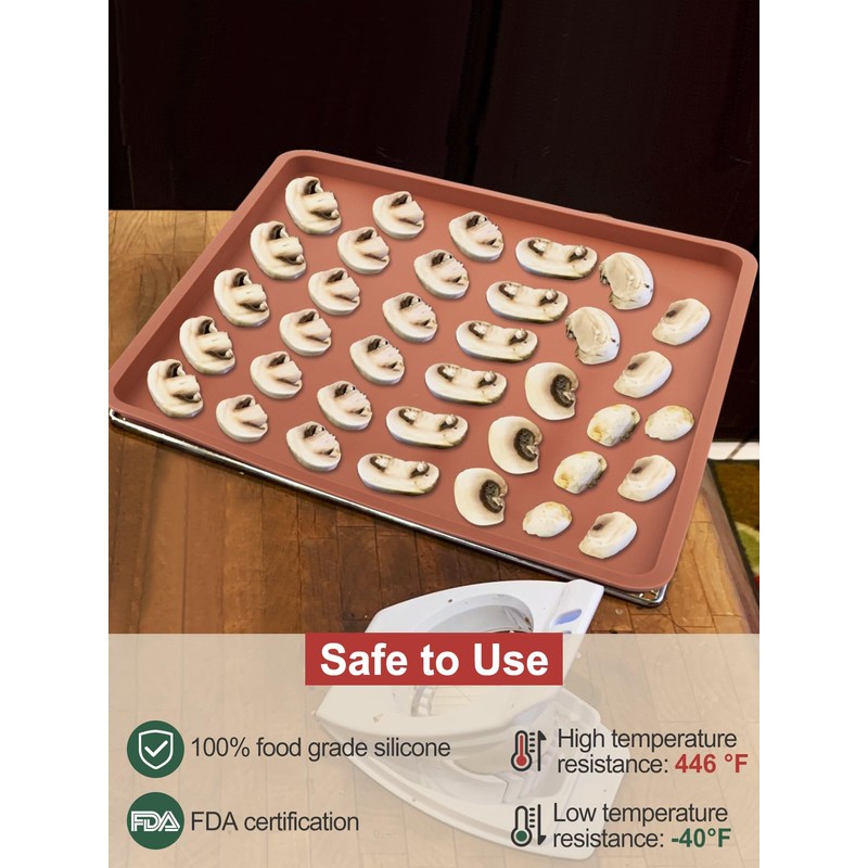 Aulock 4PCS Silicone Food Dehydrator Sheets with Edge, Compatible with