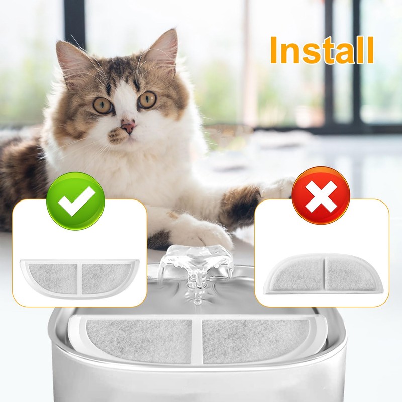 4pcs Pet Fountain Filter Replacements, Cat Dog High-Density Water Fountain