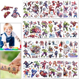 TUMAJI 12 Sheets Super Hero Temporary Tattoos, Super Tattoo, Waterproof Tattoo Stickers for Theme Birthday Party Favors, Suitable for Group Activities,Patterns, Party Bag Filler