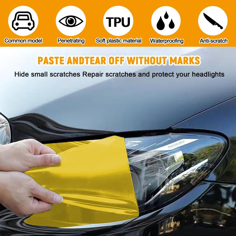 Car Headlight Tint Film,Waterproof Tail Light Tint(Yellow)