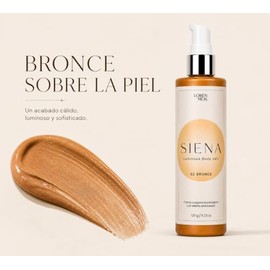 SIENA 02 Bronce 120g Crema Corporal Iluminadora Efecto Bronceado, Body Glow Para Rostro y Cuerpo, Acabado Luminoso y Satinado, Loren Mos.