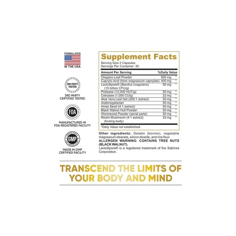 2pcs Pure Peak Candida Cleanse Ayuda Al Intestino Y Al