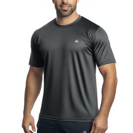 GearGlacier Instant Cooling Quick Dry Workout Shirt for Men Coolmax Moisture Wicking Performance Crew Neck Running Comfort (US, Alpha, 5X-Large, Regular, Regular, Standard, Polar Gray)