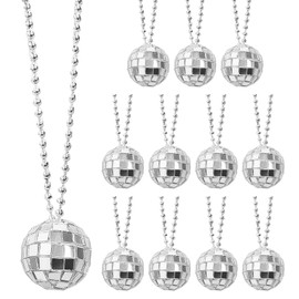 NYGGTYK 12 Pieces Disco Ball Necklace, Ball Necklace, 70/80/90s Necklace, Disco Ball Necklace Pendant, Disco Ball Jewelry, Disco Ball Accessories, Suitable for Disco Balls, Party, Plastic