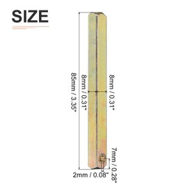 DTGN 85mmx7mm(LxT) Door Knob Spindle - 1Pack - Good for Most Mortise Type Door Knobs - Iron Square Drive System Spindle Replacement Door Handle Parts - Golden