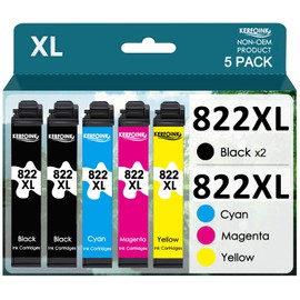 822XL Remanufactured Ink Cartridges Replacement for Epson 822XL Ink Cartridges 822 822 XL for Workforce Pro WF-3820 WF-3823 WF-4820 WF-4830 WF4833 Printer (2 Black Cyan Magenta Yellow, 5 Pack)
