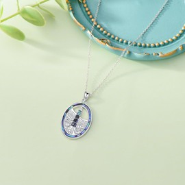 LEECCI Lighthouse Necklace 925 Sterling Silver Abalone Shell Pendant Lighthouse Jewelry Gifts for Women