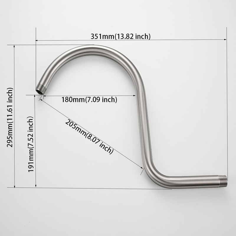SEABEFORE Shower Arm 13 Inch Shower Extension Arm Brushed Nickel