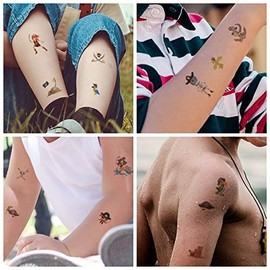10 Hojas Tatuaje Pirata Niños, Falso Tatuaje Temporal Pegatinas para Chicos Niñas niños Pirata Juegos Infantiles Fiesta de cumpleaños Regalo piñata, A