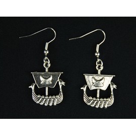 Miniblings Wikinger Schiff Ohrringe Hänger Wikinger Boot Schiff silber - Handmade Modeschmuck I Ohrhänger Ohrschmuck versilbert
