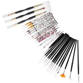 WOONEKY 1set Professional Nail Art Brush Portable Tools for Creative Designs Includes Dotting Tools Pens and Floral Brushes for Home Manicure