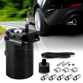 Oil Catch Can, 300 ml Aluminium Car Reservoir Tank, Oil Container, Universal Car Tank Tank Kit, with Air Filter, Hose and Other Accessories (Black)