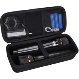 Aproca Wireless Microphone Case Compatible with talomen/ECHOMUSSY/JBL Wireless Two Microphone System, Handheld Dual Mic Storage Bag for Receiver, Batteries and Other Accessories (Case Only)