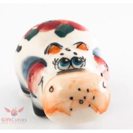 Hippopotamus Gzhel porcelain figurine hippo souvenir handmade and hand-painted