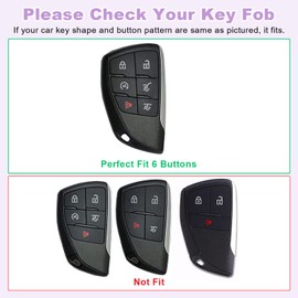 2 Pack 6 Button Key Fob Cover Fit for GMC Yukon 2024 2023 2022 2021 2025 Fits for Chevy Tahoe Suburban 1500 Silverado Accessories Car Keys Case Shell Keychain Protector Keychain Girly Women Purple TPU