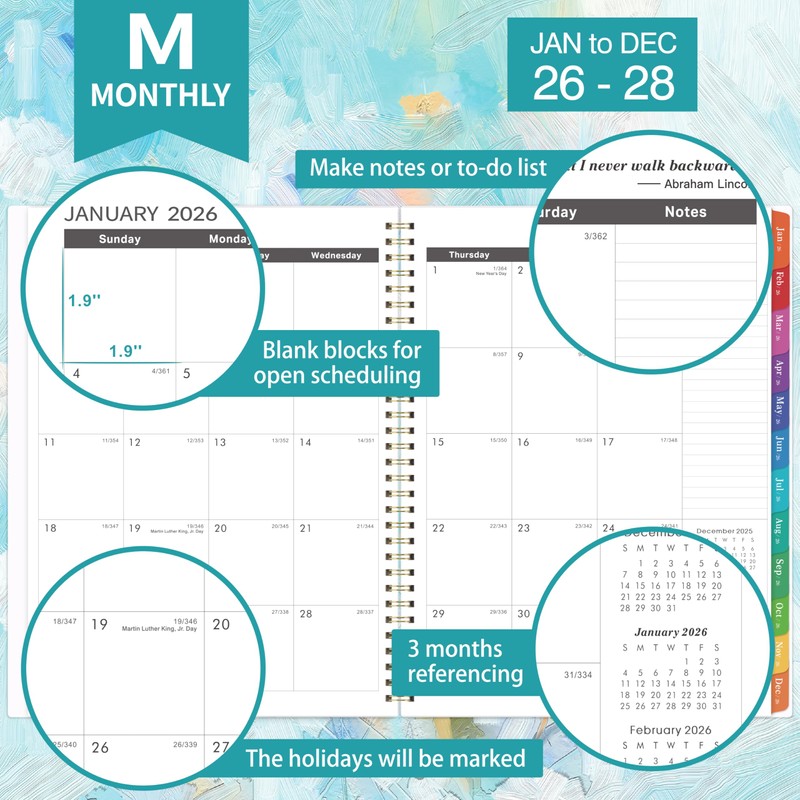 2026-2028 Monthly Planner - 3 Year Planner 2026-2028, JAN 2026