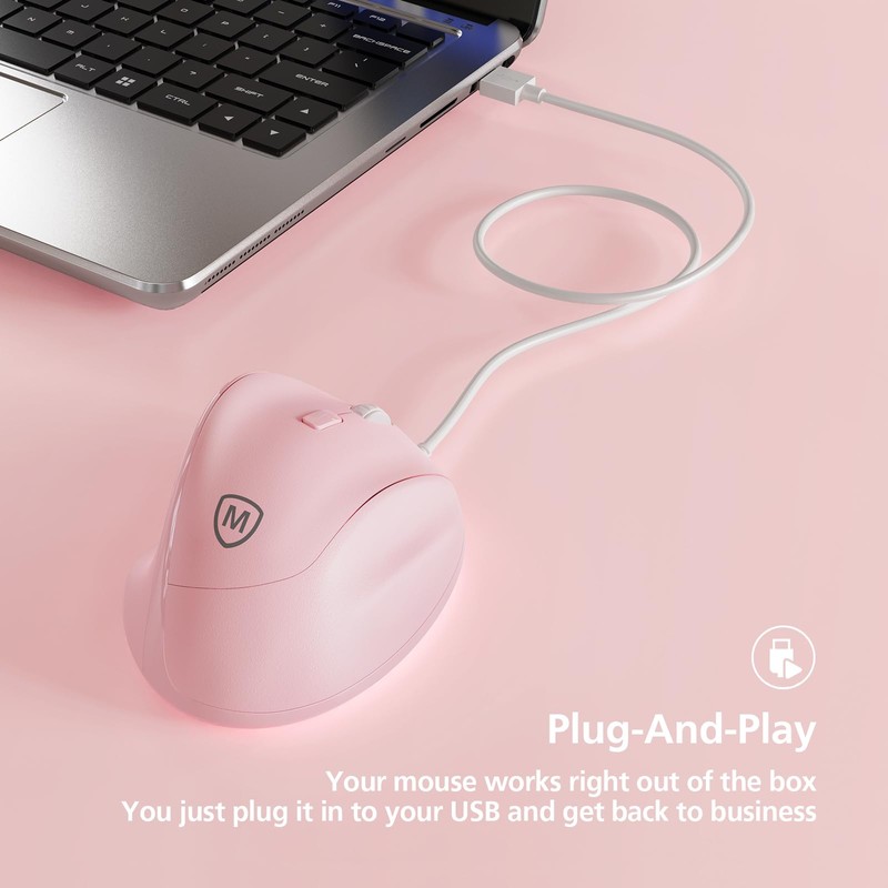 Micropack Ergonomic Mouse Wired for Laptop, PC Computer and Desktop,