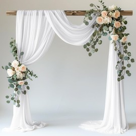 SHUOHONG Wedding Arch Gauze Net, Transparent Valance 75 cm x 600 cm, Tulle Wedding Background Curtain, Wedding Arch for Photo Background, Wedding, Archway, Ceremony, Photography Party (White)