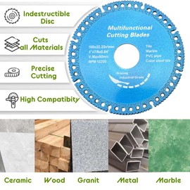 Indestructible Disc for Grinder,4 inch Composite Multifunctional Cutting Saw Blade 2.0 - Diamond Metal Cutting Disc for Angle Grinder,Ceramic Tile Glass Cutting Disc (4"-0.87" 22mm Arbor)