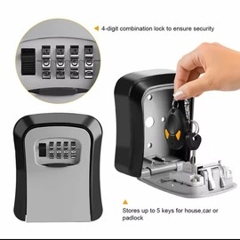 Key Safe Wall Mounted, Key Lock Box Outdoor, LockBox with 4 Digit Combination, Waterproof and Security Lockbox, Key safe Outside for Home Garage School Elderly Parents Key Cabinet