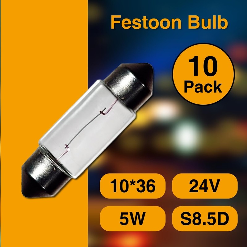 Rafeal Auto 24V 5W 10 Pack Sv8.5-8 T3.25 Halogen Festoon